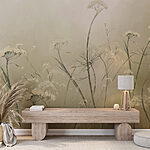 Fotobehang Delicate wilde bloemen in zacht licht