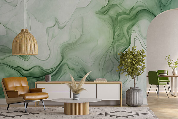 Groene en witte rook Fotobehang Groene en witte rook