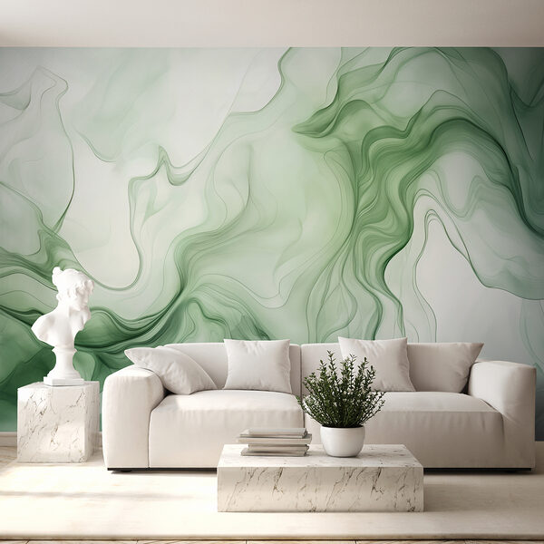 Fotobehang Groene en witte rook
