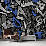 Fotobehang Blauwe en zwarte letter f
