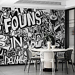 Fotobehang Zwart-wit graffiti