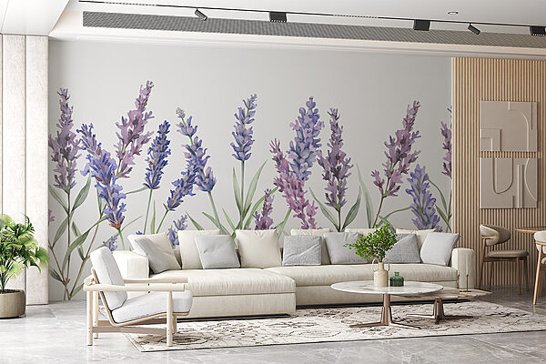 Groep paarse bloemen Fotobehang Groep paarse bloemen