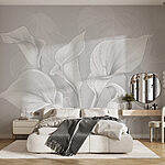 Fotobehang Elegante lelies op monochrome achtergrond.