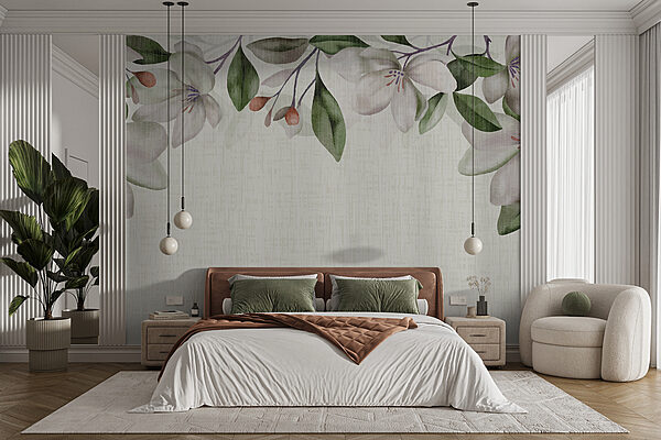 Bloemenrand met pastelkleurige bloemen Fotobehang Bloemenrand met pastelkleurige bloemen