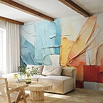 Fotobehang Levendige abstractie in geschilderde chaos