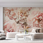 Fotobehang Groep roze bloemen