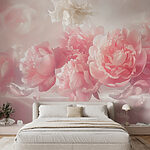 Fotobehang Groep roze bloemen