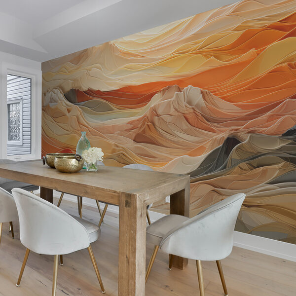 Kleurrijke bergen met lijnen Fotobehang Kleurrijke bergen met lijnen