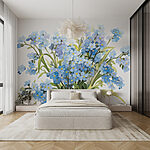 Fotobehang Boeket blauwe bloemen