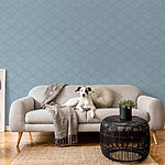 Fotobehang Blauw en wit patroon