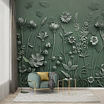 Fotobehang Grijs beeld van bloemen en planten