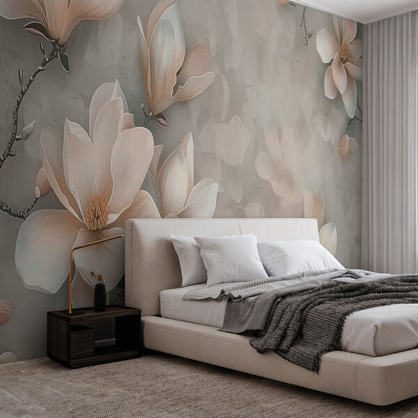 Elegante bloesems op gedempte achtergrond Fotobehang Elegante bloesems op gedempte achtergrond