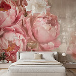 Fotobehang Groep roze bloemen