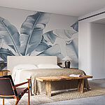 Fotobehang Illustratie van elegant monochroom gebladerte