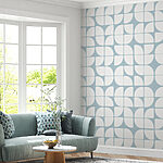 Fotobehang Patroon van witte en blauwe cirkels