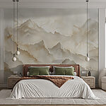 Fotobehang Wit en bruin marmer