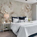 Fotobehang Elegant monochroom bloemenpatroon