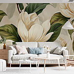Fotobehang Bloeiende witte magnolia's