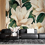 Fotobehang Elegante witte magnolia's in bloei