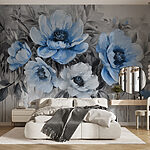 Fotobehang Schilderij van blauwe bloemen