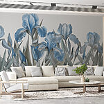 Fotobehang Groep blauwe bloemen