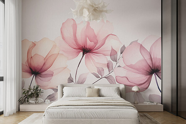 Elegante bloemen in aquareltinten Fotobehang Elegante bloemen in aquareltinten