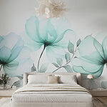 Fotobehang Delicate bloesems in zachte tinten.
