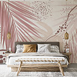Fotobehang Abstracte botanische blush en spikkels.