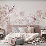 Fotobehang Groep bloemen op witte achtergrond