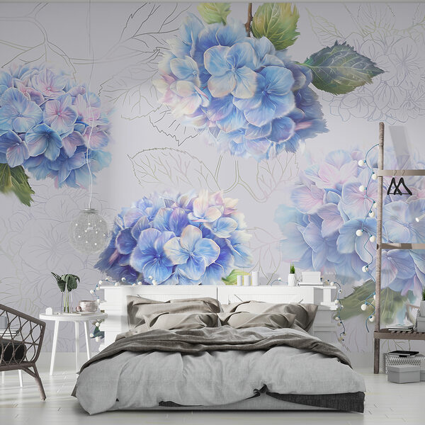 Fotobehang Fotobehang Delicate hortensia's in zachte tinten (Artikelnummer: w07942)