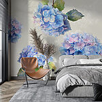 Fotobehang Groep blauwe bloemen