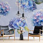 Fotobehang Groep blauwe bloemen
