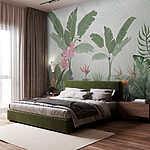 Fotobehang Behang met bloemen en planten