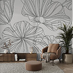 Fotobehang Bloemenpatroon op witte achtergrond