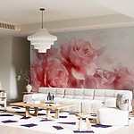 Fotobehang Groep roze rozen