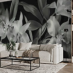 Fotobehang Monochrome orchideeën in bloei