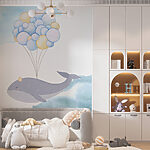 Fotobehang Walvis met ballonnen op het water