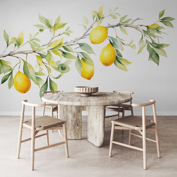 Fotobehang Tak van citroenboom met gele vruchten