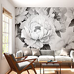 Fotobehang Bloeiende monochrome bloesems