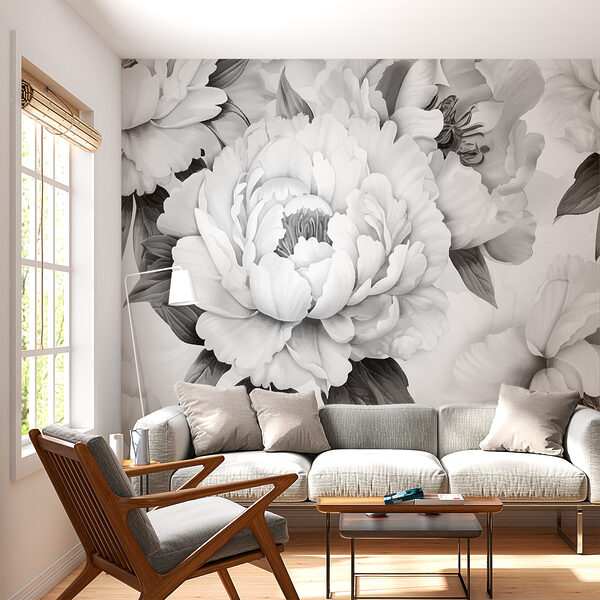 Bloeiende monochrome bloesems Fotobehang Bloeiende monochrome bloesems