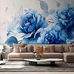 Fotobehang Groep blauwe bloemen