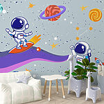 Fotobehang Cartoon van astronauten in de ruimte