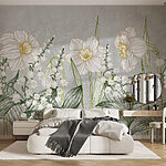 Fotobehang Delicate witte bloemen in beeld