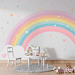 Fotobehang Regenboog met wolken en sterren
