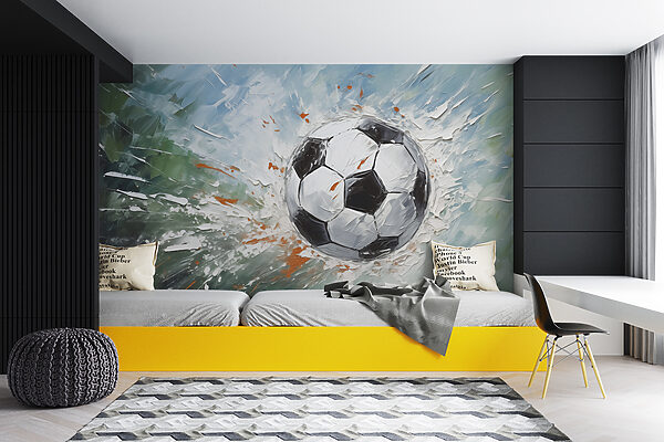 Schilderij van een voetbal Fotobehang Schilderij van een voetbal