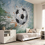 Fotobehang Schilderij van een voetbal