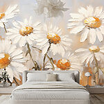 Fotobehang Schilderij van witte bloemen