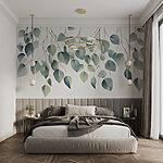 Fotobehang Eucalyptusbladeren in een serene waterval