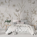 Fotobehang Behang met bloemen en vlinders