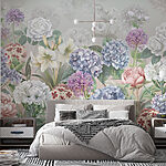 Fotobehang Groep bloemen op witte achtergrond